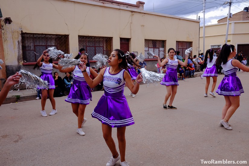 Girls dressed up as cheerleaders