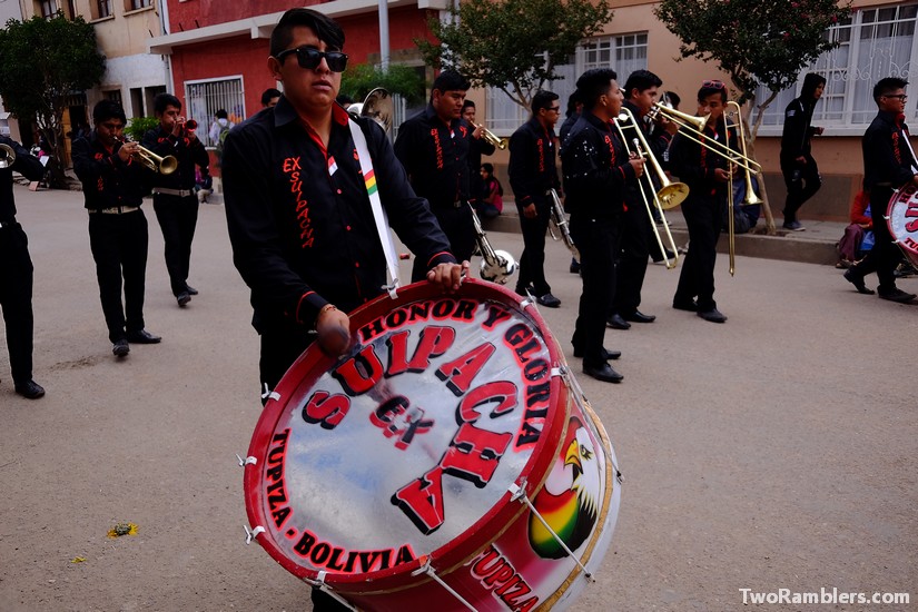 Band with big drum and trumpets