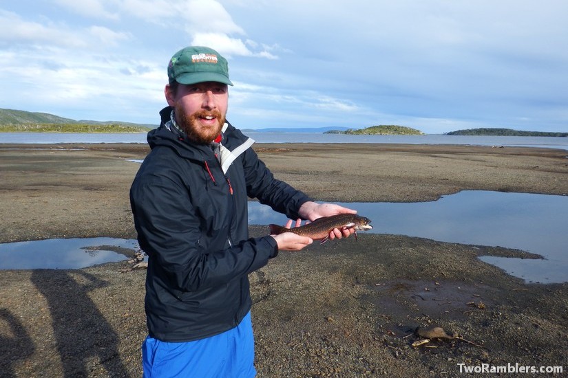 One of the Two Ramblers holding a fish