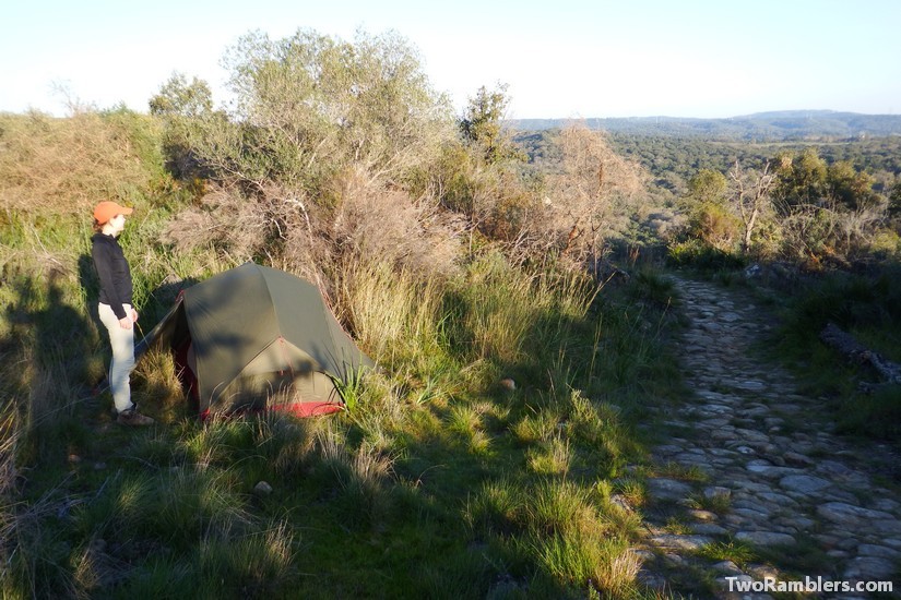 tent beside an old Roman road, Castillo de Castellar