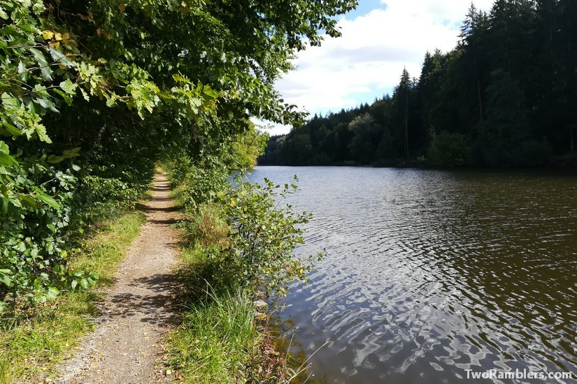 path on the bank of a lake