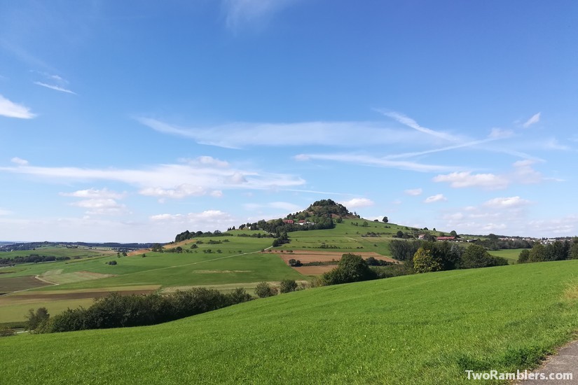 view of a green hill